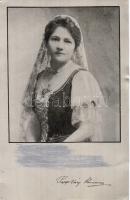 Papváry Elemérné Sziklai Szeréna a Hiszekegy szerzőjének aláírt fém fotólapja