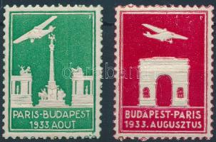 1933 Paris - Budapest és Budapest - Paris légi levélzárók