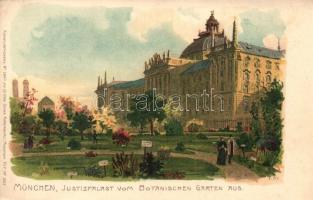 München, Justizpalast / palace of justice, Kuenstlerpostkarte No. 2847. von Ottmar Zieher, litho s: P. Kraemer