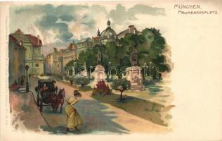 München, Promenadeplatz, Kuenstlerpostkarte No. 2320. von Ottmar Zieher, litho