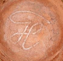 Gorka Lívia (1925-2011): Csíkos kis váza, festett, mázas kerámia, jelzett, apró kopásnyomokkal, m: 1...