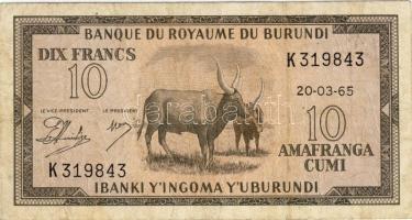 Burundi 1965. 10F T:III