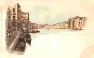 Venice, Venezia, Venedig; Canale Grande am Rialto, Meissner & Buch Künstlerpostkarten Serie 1011. litho s: A. Prosdocimi