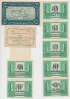 10db-os vegyes magyar szükségpénz, utalványjegy tétel, közte ~1920. 100K "Vásárlási visszatérít...