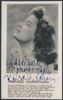 Karády Katalin (1910-1990) színésznő, énekes aláírása őt magát ábrázoló fotólapon