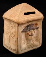 Házikó alakú dekoratív kerámia persely, jelzett ("Bán"), apró kopásnyomokkal, 7×6×10 cm