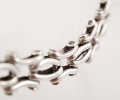 Ezüst, ívelt, vastagszemű karlánc, jelzett, Ag., 43,7gr., 23cm/Silver, curved, thick eye bracelet, m...