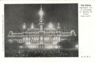 Vienna, Wien; Rathaus / town hall, decorative lighting for the 70th birthday of Franz Joseph