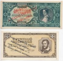 8db magyar pengő bankjegy modern felülbélyegzésekkel, közte "200 éves a hazai papírpénz 1760-19...