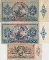 1936. 10P (2x) + 1939. 5P + 1941. 20P (2x) egyik gyári papírránccal T:I,I-(csak egy db),III