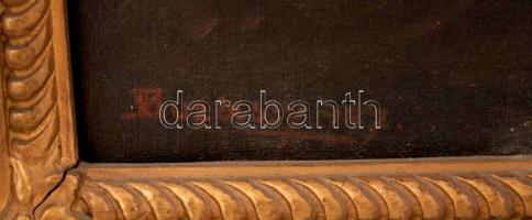 Buzássy jelzéssel: Svájci fehér juhászkutya, olaj, vászon, díszes antik keretben, kis sérüléssel a v...