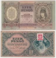 1943. 1000P + 1945. 500P (2x) + 1000P piros "MNB" bélyeggel T:III