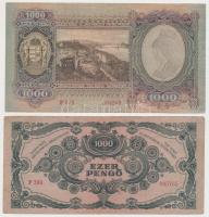 1943. 1000P + 1945. 500P (2x) + 1000P piros "MNB" bélyeggel T:III