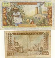 Francia Antillák 1964. 10F T:III + Guinea 1960. 50F T:III