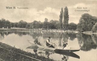 Vienna, Wien II. Prater, Teich beim Constantinhügel / lake, boat