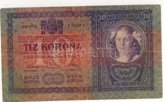 1904. 10K erősen balra és felfelé csúszott nyomat, ennél a bankjegynél nagyon ritka! T:III