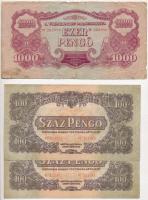 1944. 1P + 5P (2x) + 100P (2x) + 1000P &quot;A Vörös Hadsereg Parancsnoksága&quot; T:III,III-,IV