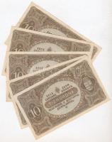 1920. 10K (5x) közte 3db sorszámkövető és 1db közeli sorszám T:I-