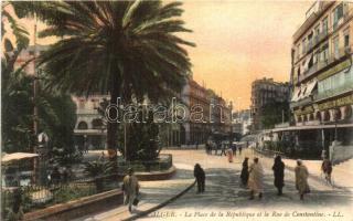 Algiers, Alger; La Place de la République et la Rue de Constantine / Republic square and the Constantine street, coffe shop (EK)