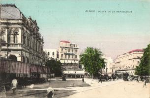Algiers, Alger; Place de la Republique / Republic square, hotel, tram (EK)