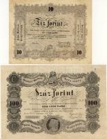 1848-49. 1Ft,2Ft,2Ft (fekete),5Ft 2klf színvariáns,10Ft,100Ft R! T:A bankjegyek ki vannak tisztítva ...