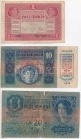1913. 20K + 1915. 10K + 1917. 2K mindhárom "Temes Vármegye Detta Község 1910" felülbélyegz...