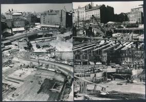 1973-1975 Budapest, Kálvin tér, aluljáró rendszer építése, 21 db riportfotó, 9x13 cm