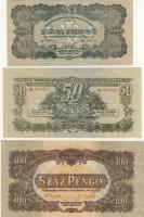 1944. "V.H." 1P,2P,5P,10P,20P,50P,100P benne erős nyomási eltolódásokkal T:I,I-