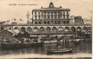 Algiers, Alger; 'La Palais Consulaire' / Consular palace, rowboat (cut)