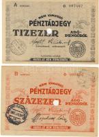1946. 10.000AP, 100.000AP, 1000.000AP, 10.000.000AP pénztárjegy, benne nyomási elcsúszások, helyesírási hibák T:II