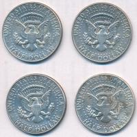 Amerikai Egyesült Államok 1964-1968. 1/2$ Ag Kennedy (4xklf) T:2,2- USA 1964-1968. 1/2 Dollar Ag Kennedy (4xdiff) C:XF,VF
