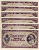 1945. 100P 8db+8db+6db egymásutáni sorszámokkal, összesen 22db T:I,I-