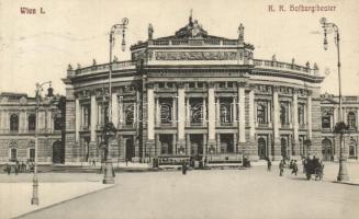 Vienna, Wien II. K.K. Hofburgtheater / theater, tram (cut)