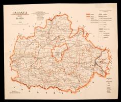1957 Baranya megye és Pécs térkép,Csak hivatalos használatara! felirattal, 37x44cm