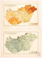cca 1930-40 Budapest Kereskedőnek bevándorlása, statisztikai térképek, 2db, 25x35cm