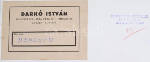 cca 1960 Darkó István: Memento, matricával jelzett vintage fotóművészeti alkotás, 24x38 cm
