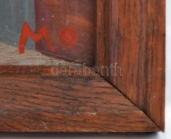 Mo jelzéssel: Utcarészlet. Olaj, farost, keretben, 42×35 cm