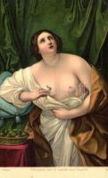 Cleopatra che si uccide con l&#039;aspide / Erotic art postcard, litho s: Guido Reni