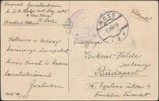 1915 Képeslap "K.u.k. Festungsartillerieregiment Nr. 5 9. Reservekompagnie" + "ROSE", 1915 Field postcard "K.u.k. Festungsartillerieregiment Nr. 5 9. Reservekompagnie" + "ROSE"