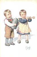 Children posing as musicians, B.K.W.I 817-4, s: K. Feiertag