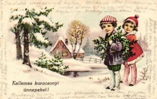 &#039;Kellemes karácsonyi ünnepeket!&#039; / christmas, children, litho (EK)