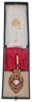 1872. "A Ferenc József-rend középkeresztje" zománcozott, jelzett arany kitüntetés vörös ny...