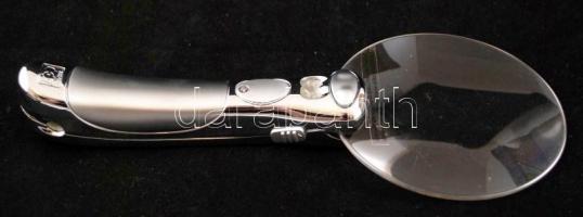 Elegáns üveglencsés nagyító, LED-es világítással, védőcsomagolásban, nem kipróbált