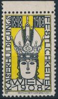 1908 Wiener Werkstätte, császárjubileum levélzáró / 1908 Kaiserhuldigung poster stamp sign. Löffler 24 x 36 mm