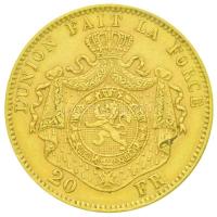 Belgium 1874. 20Fr Au "II. Lipót" (6.45g/0.900) T:2 Belgium 1874. 20 Francs Au "Leopo...