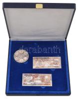 1996. "50 éves a forint" 3db-os emlékérem szett eredeti, kék bársony bélésű dísztokban: &q...