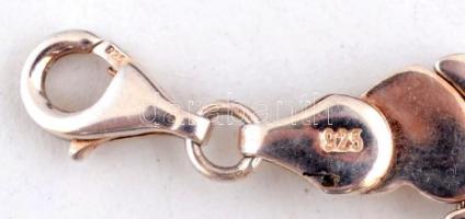 Ezüst(Ag) karkötő szívbetétes díszítéssel, jelzett, h: 19 cm, 11,8 g