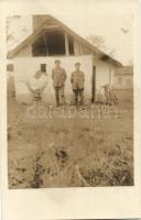 WWI Austro-Hungarian soldiers in front of a house, photo