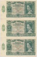 1940. 2P (3x) sorszámkövetők T:I-,II szép papír Hungary 1940. 2 Pengő (3x) sequential serials C:AU,XF nice paper Adamo P2