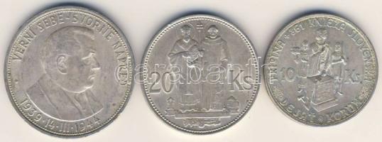 Szlovákia 1941. 20K Ag, 1944. 10K Ag + 50K Af T:2+,2 kis ph